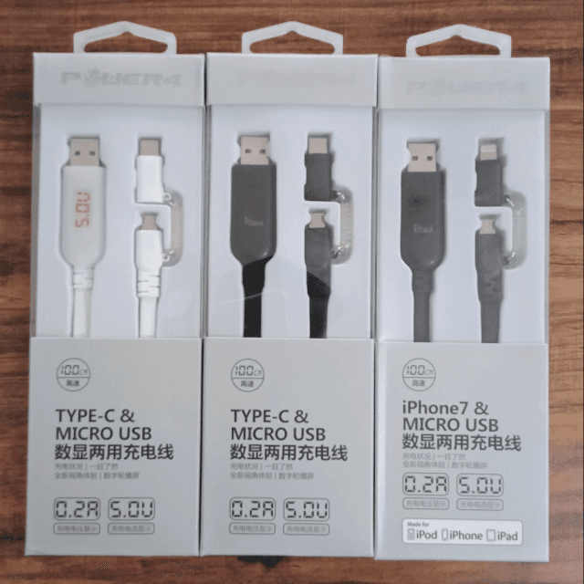 2 in 1 Voltage Current Display Charging / Data Cable