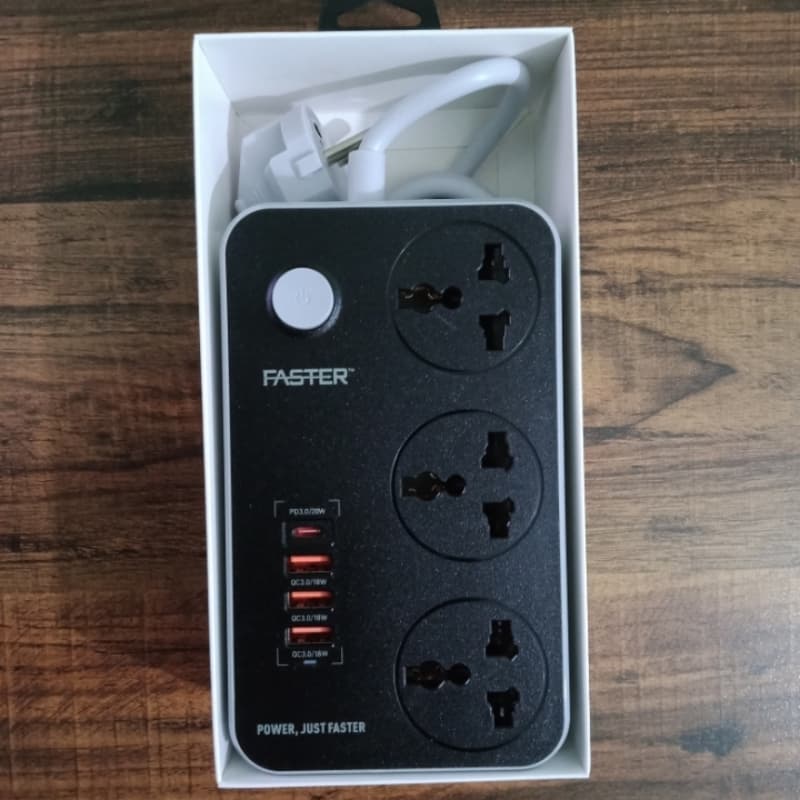 FASTER FUS-640 Power Strip Extension with PD + 3 x QC 3.0 USB Ports