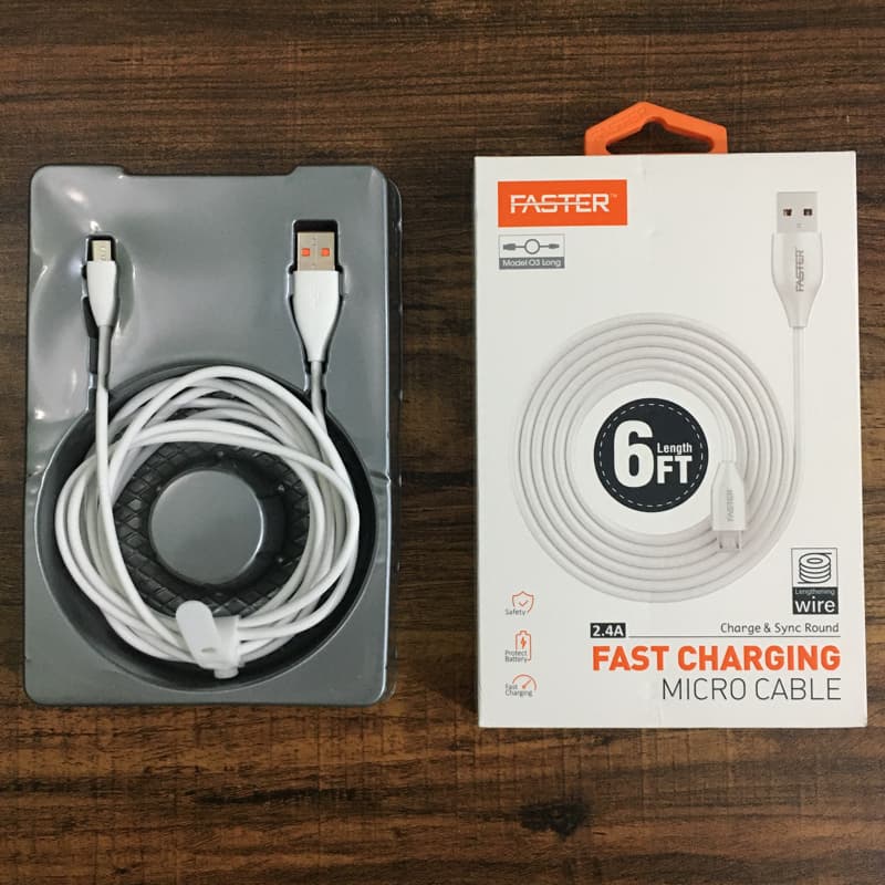 FASTER 2 meter / 6 ft Micro USB Charging Cable O3 Long