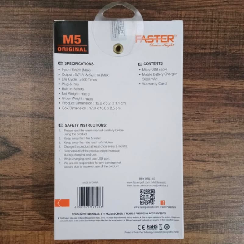 FASTER M5 Power Bank 5000 mAh
