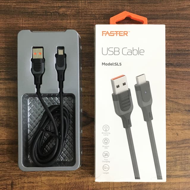 FASTER SL5 Fast Charging 3A Cable with LED Indicator Light