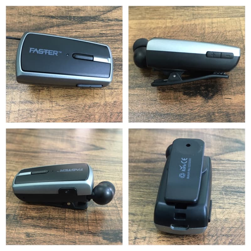 FASTER R-12 Wireless Bluetooth Stereo Headset Clip-on Earbuds Hands-free wi