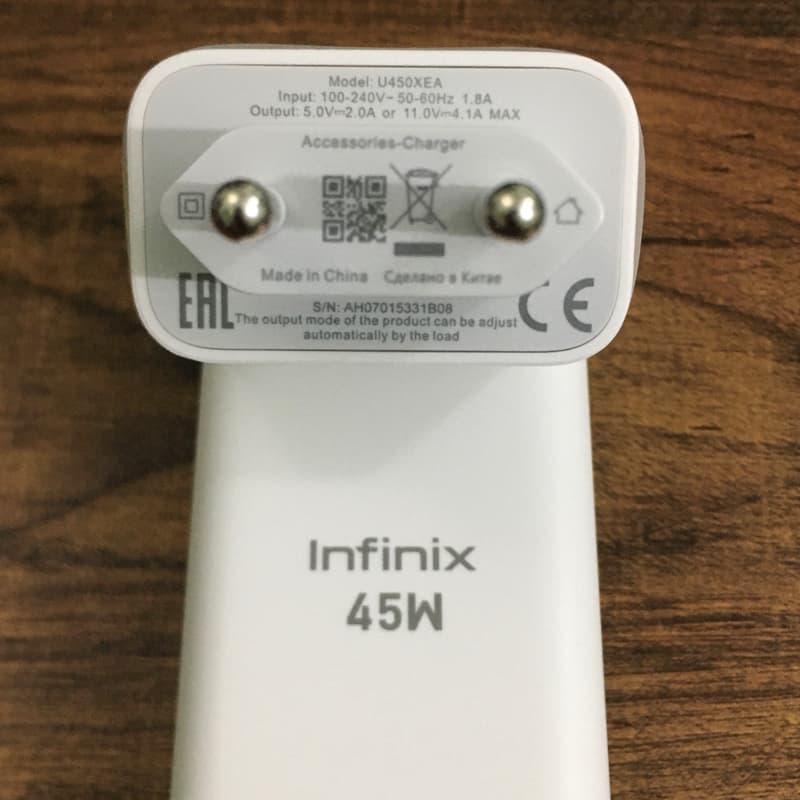 Infinix 45 Watt Original Charger - Infinix 45 Watt Box Pulled Adaptor